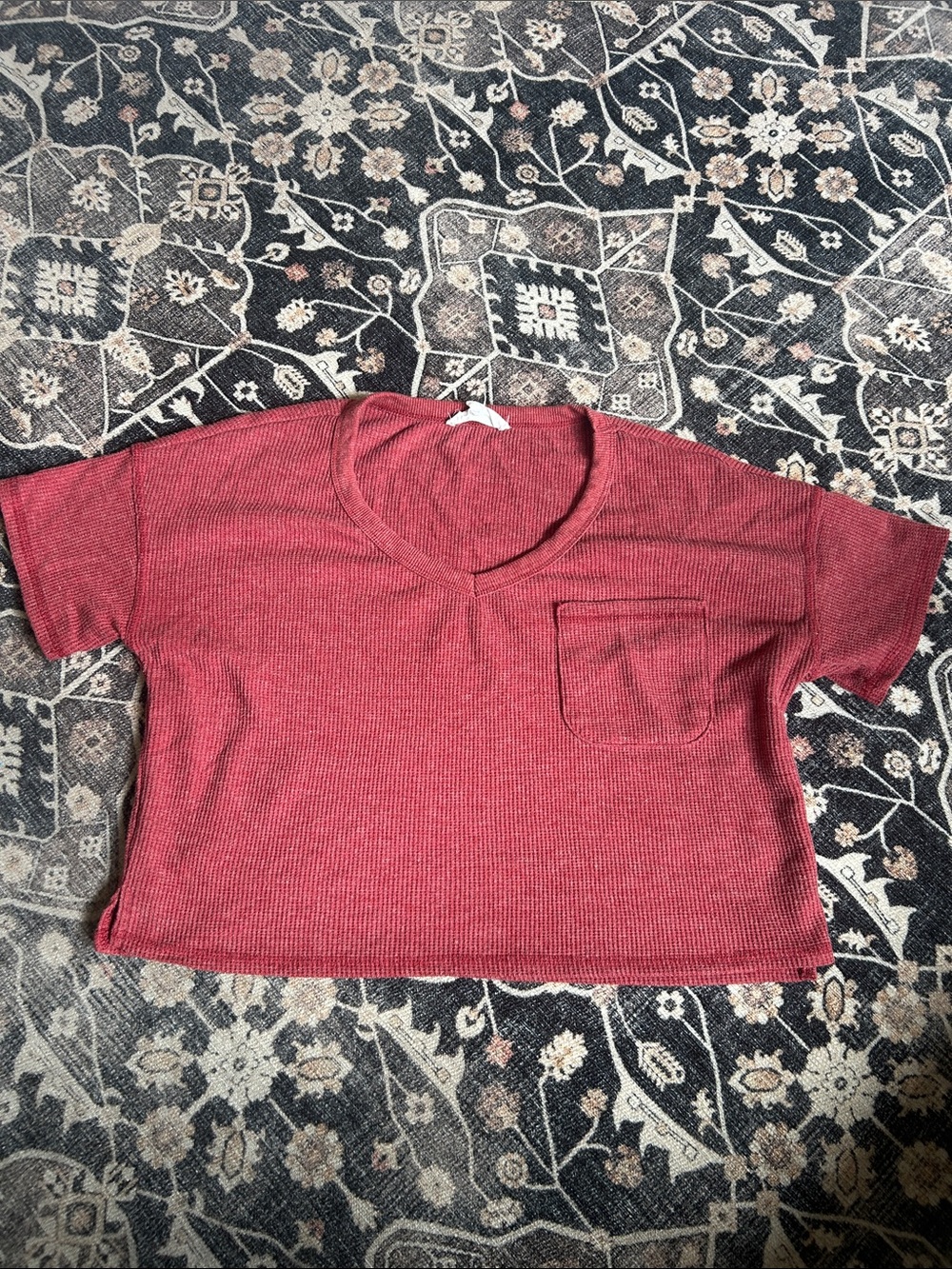 Old Navy Women's Short Sleeve Ribbed Crop Top - Dusty Red